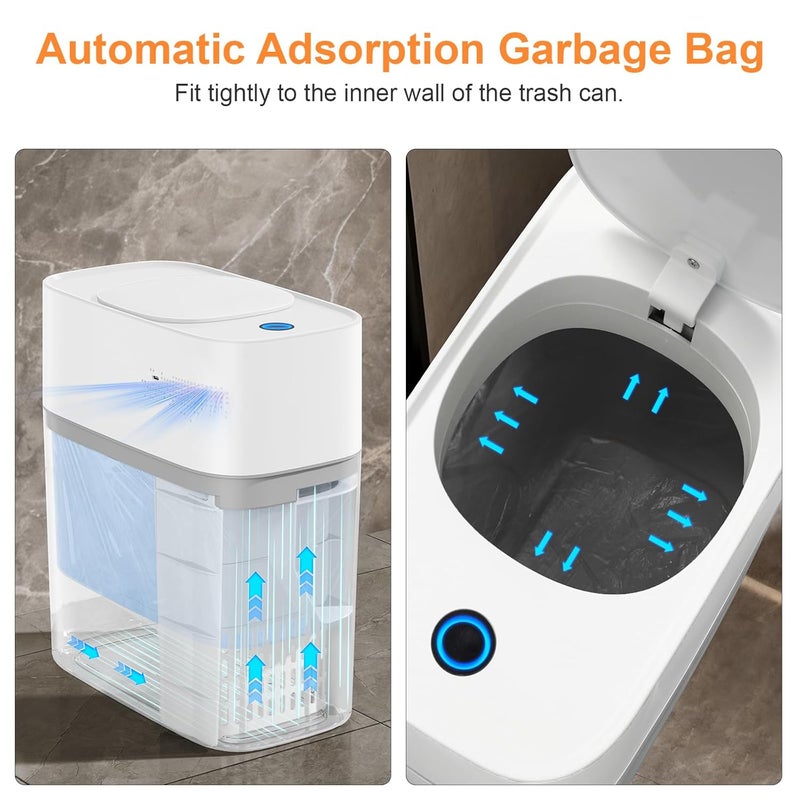 MOPALL Automatic Motion Sensor Bathroom Trash Can with Lid, 3 Gal Touchless Trash Can Auto-Adsorption Garbage Can, Slim Smart Trash Bin Waterproof Waste Basket for Bedroom, Kitchen, Office, Toilet, RV - Image 2